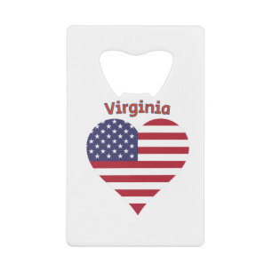 Abrebotellas De Tarjeta De Crédito Virginia American Flag Heart