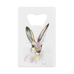 Abrebotellas De Tarjeta De Crédito Watercolor Easter Hare Rabbit Animal Rustic