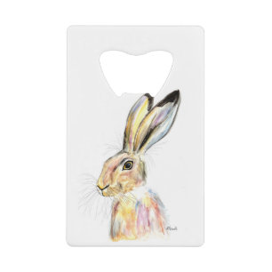 Abrebotellas De Tarjeta De Crédito Watercolor Easter Hare Rabbit Bunny Cute Animales