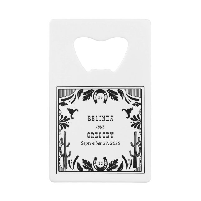 Abrebotellas De Tarjeta De Crédito Western Country Cowboy Rustic Wedding  (Anverso)