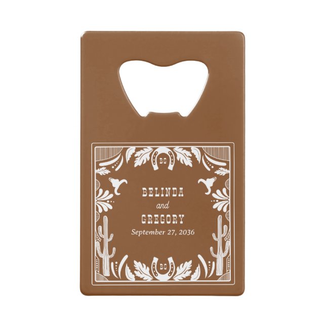 Abrebotellas De Tarjeta De Crédito Western Country Cowboy Rustic Wedding  (Anverso)