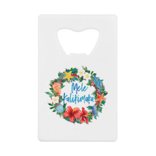 Abrebotellas De Tarjeta De Crédito Wreath de los Navidades hawaianos Mele Kalikimaka