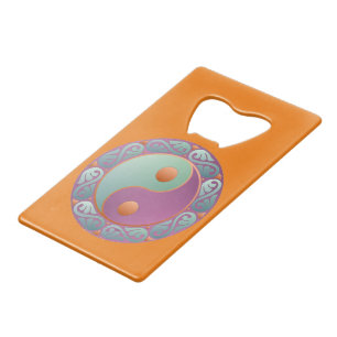 Abrebotellas De Tarjeta De Crédito Yin Yang Medallion Violet Turquoise