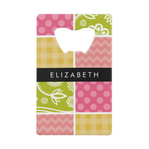 Abrebotellas De Tarjeta De Crédito Zigzag, Chevron, Polka Dots, Gingham, Su Nombre