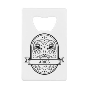 ABREBOTELLAS DE TARJETA DE CRÉDITO ZODIAC BADGE SYMBOL ARIES STROKE