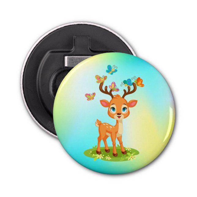 Abrebotellas Deer bebé con mariposas-23475 (Anverso)
