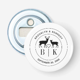 Abrebotellas Deer Monograma País Rústico Nombre de pareja matri