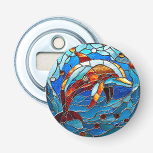 Abrebotellas 🌊Delfín de vidrio teñido arte de mosaico del océa