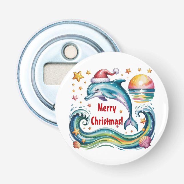 Abrebotellas Delfín navidad en paraíso tropical (Anverso)