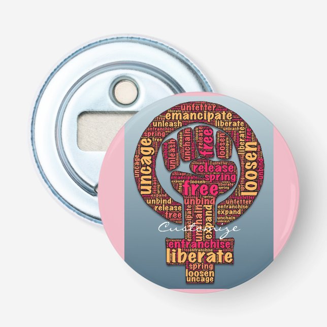 Abrebotellas derechos de la mujer levantados en primer lugar Th (Anverso)