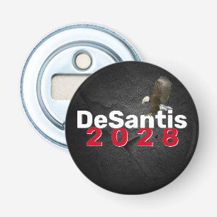 Abrebotellas DeSantis 2028 sobre cuero con águila calva