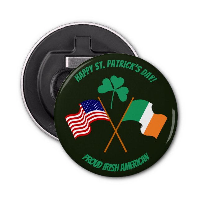 Abrebotellas Día de San Patricio orgulloso irlandés americano (Anverso)