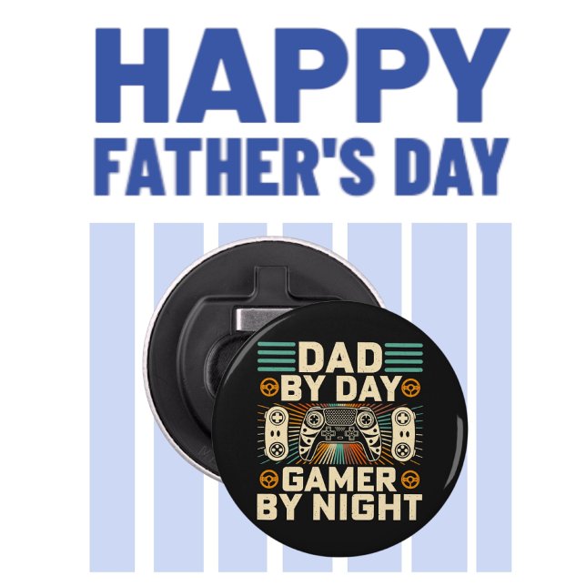 Abrebotellas Día del padre de día Jugador de noche (Father's day Dad by day Gamer by night Bottle Opener)