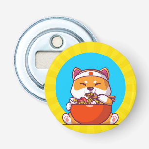 Abrebotellas Dibujo animado de Shiba Inu lindo comiendo fideos