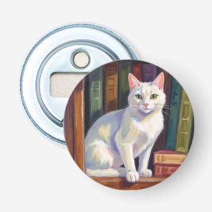 Abrebotellas Dibujo de gato blanco