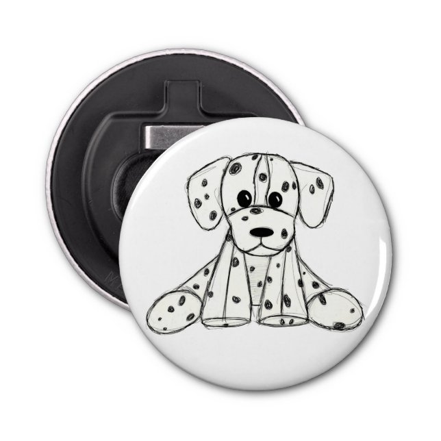 Abrebotellas Dibujo de perros rellenos dálmatas esquema simple  (Anverso)