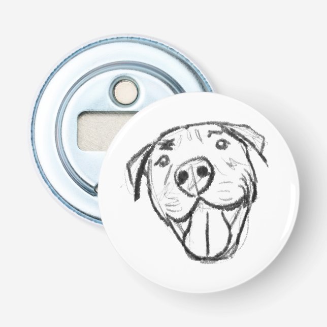 Abrebotellas dibujo de pitbull simple amantes de perros blanco  (Anverso)