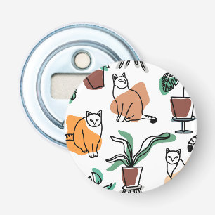 Abrebotellas Dibujo en línea de gatos y flores