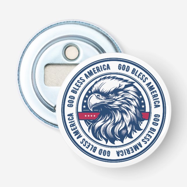 Abrebotellas Dios bendiga a Estados Unidos, águila estadouniden (Anverso)