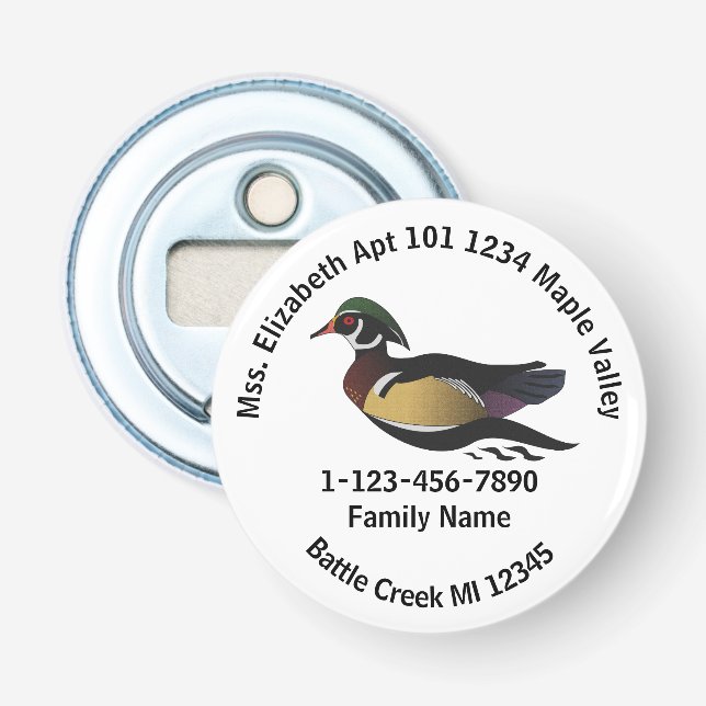 Abrebotellas Dirección de la casa del pato de madera perdida (Anverso)