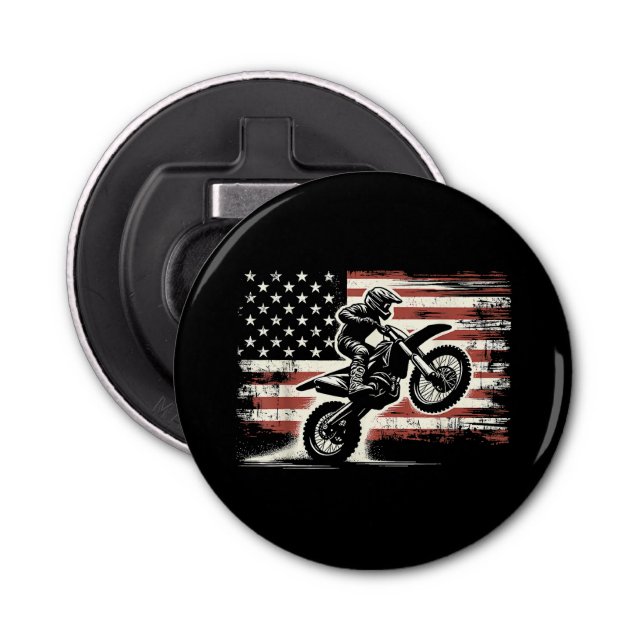 Abrebotellas Dirt Bike Bandera Americana Motocross Biker Vintag (Anverso)