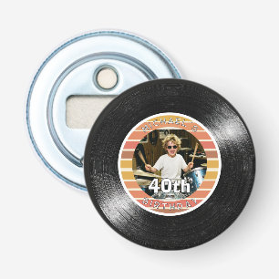 Abrebotellas Disco de vinilo personalizado para cumpleaños 40