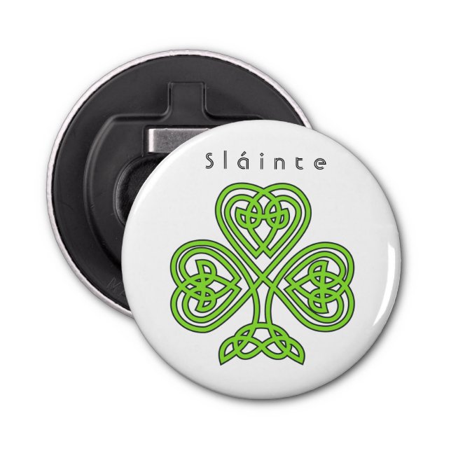 Abrebotellas Diseño celta Shamrock St. Patrick's Day Slainte (Anverso)