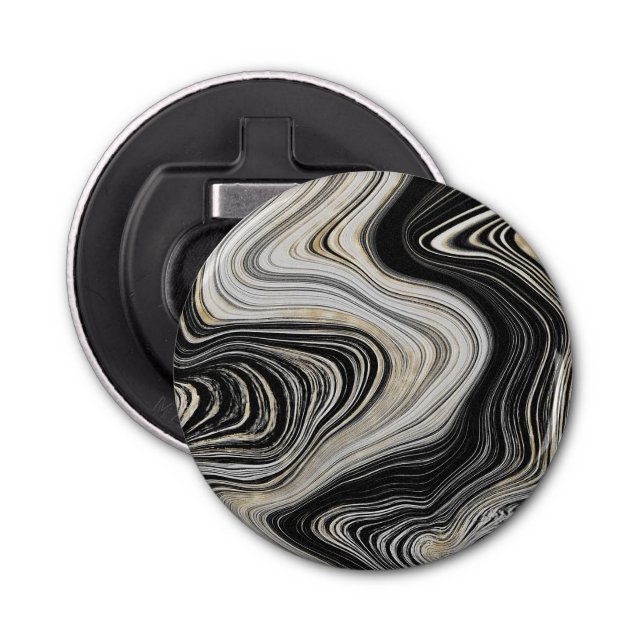 Abrebotellas Diseño de Agate en Negro y Oro (Anverso)