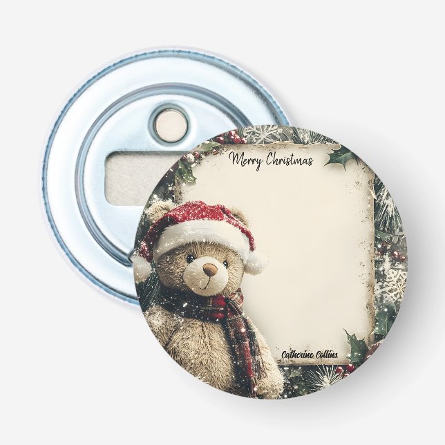 Abrebotellas Diseño de Ilustracion de osito de peluche Navidade (Anverso)