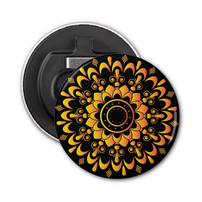 Abrebotellas Diseño de Mandala único dorado (Anverso)