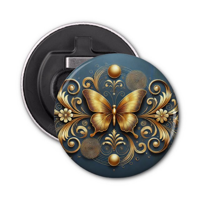 Abrebotellas Diseño de mariposa dorada (Anverso)