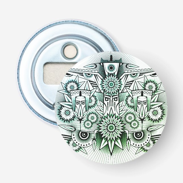 Abrebotellas Diseño tribal de tonos verdes (Anverso)