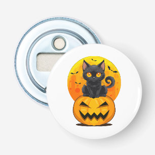Abrebotellas Disfraz de Halloween de calabaza gato negro