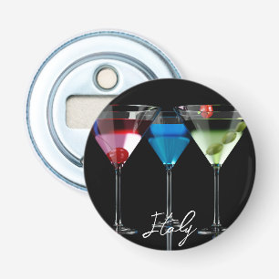 Abrebotellas Distintos cócteles con gafas de martini en negro