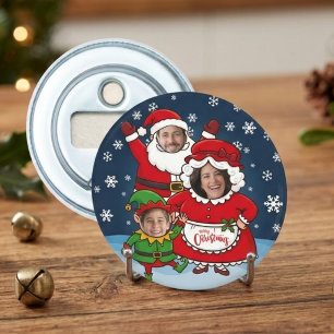Abrebotellas Divertida Cara Personalizada Familia de 3 Navidad