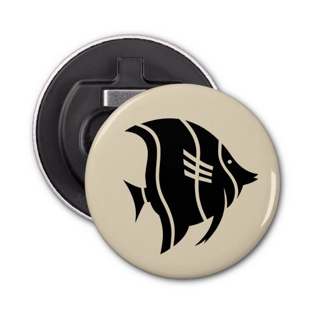 Abrebotellas divertida temática náutica a rayas de peces | (Anverso)