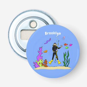 Abrebotellas Divertido buceador de scuba y personalizado de cri