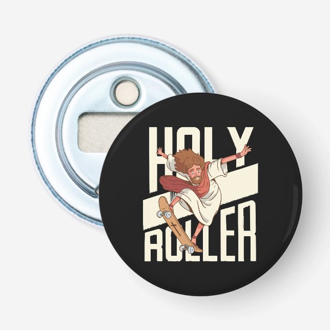 Abrebotellas Divertido Jesús de Patineta Holy Roller (Anverso)