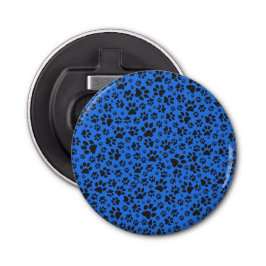 Abrebotellas Dog Paws Black & White Polka Dot on tech blue