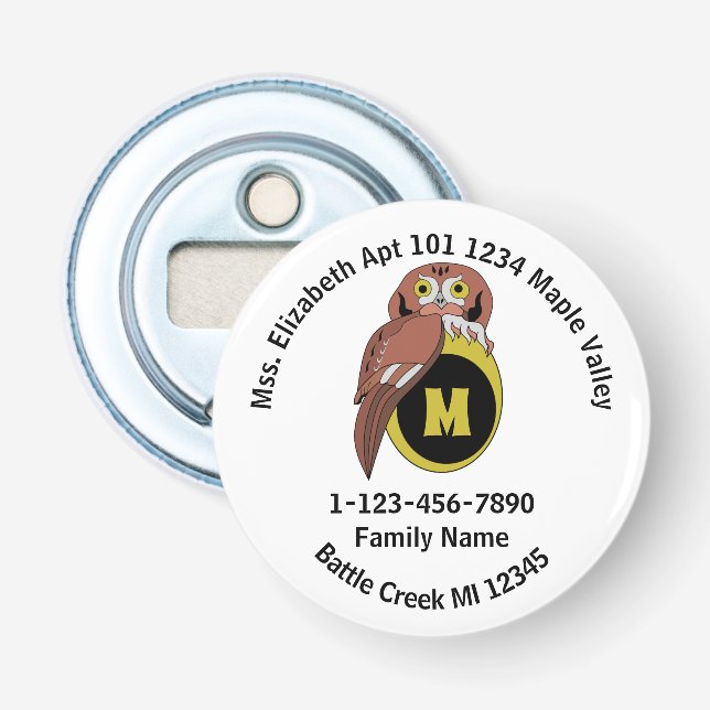 Abrebotellas Domicilio de la familia de lechuza blanda Monogram (Anverso)