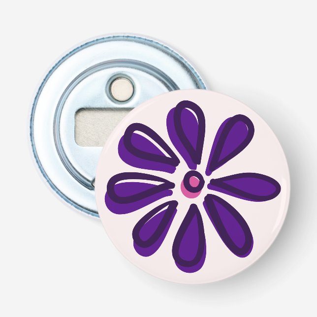 Abrebotellas Doodle de flores violeta morada de Guay (Anverso)