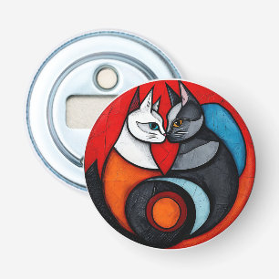 Abrebotellas Dos gatos en diseño circular vibrante