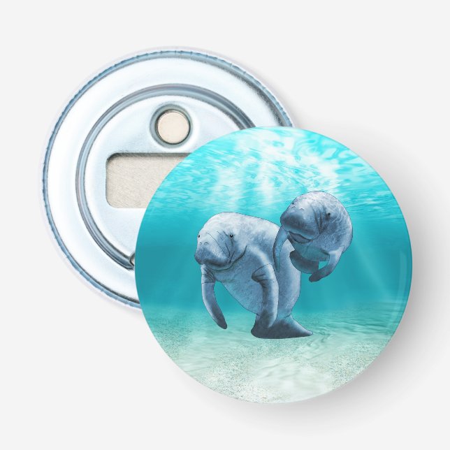 Abrebotellas Dos Manatees que nadan (Anverso)