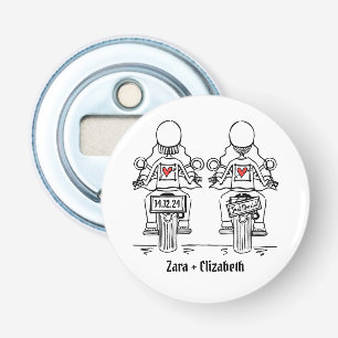 Abrebotellas Dos novias en motocicleta en favor de la boda
