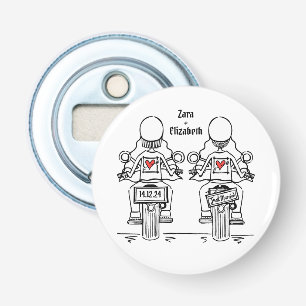 Abrebotellas Dos novias en motocicleta en favor de la boda