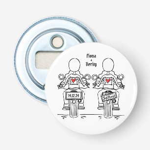 Abrebotellas Dos novias en motocicleta en favor de la boda