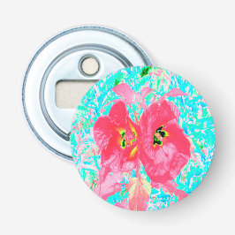 Abrebotellas Dos rosados ciruelas de coral rojo loco hibiscus e