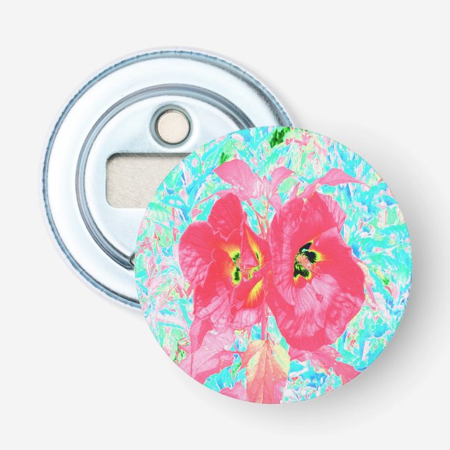 Abrebotellas Dos rosados ciruelas de coral rojo loco hibiscus e (Anverso)