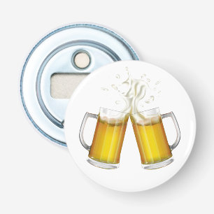 Abrebotellas Dos tazas con una cerveza ligera.
