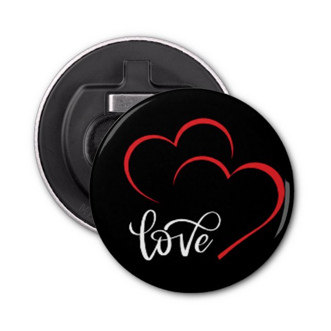 Abrebotellas Double Heart 'Love' Badge/Pin Button (Anverso)